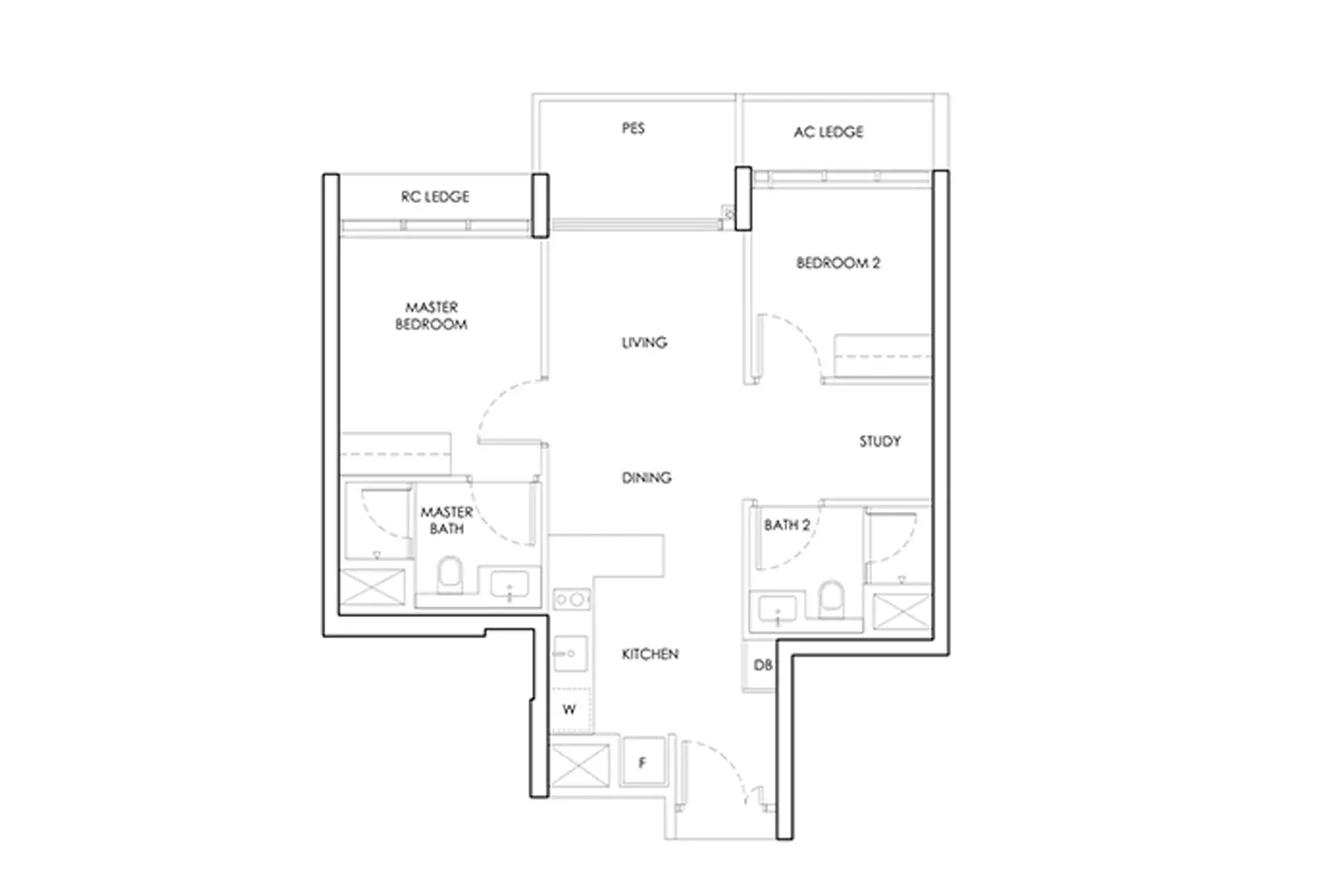 Tanjong Rhu Grand 2 Bedroom Floor Plan - Tanjong Rhu Residences Layout