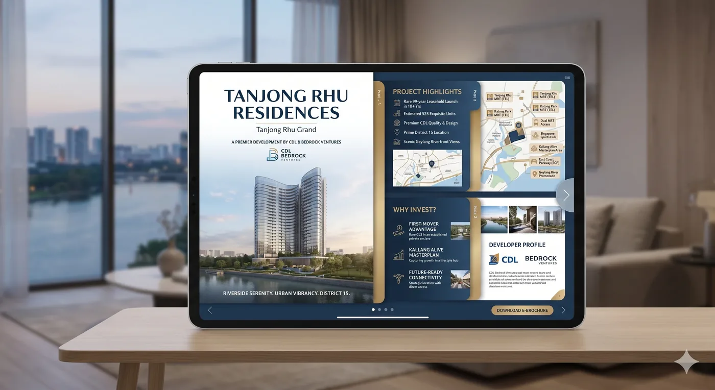 Tanjong Rhu Grand e-brochure preview showing project highlights, location map and developer profile